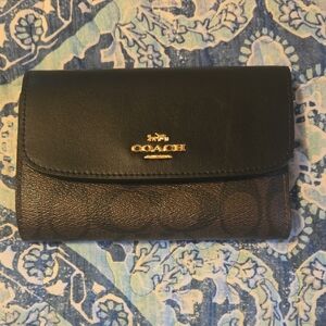 Coach Black and Brown Leather Wallet